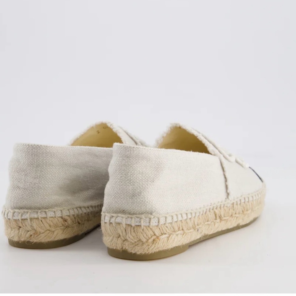 CHANEL Two-Tone Canvas Espadrille Flats in Cream and Black - Picture 2 of 5